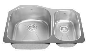 Kindred KSDC1RUA Two bowl combination sink small bowl right 18 gauge crease bowl bottoms