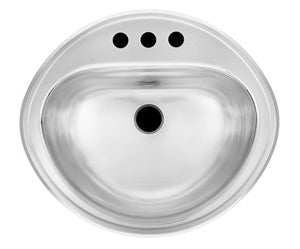 Kindred KSOV1619 18 gauge stainless steel drop-in vanity basin