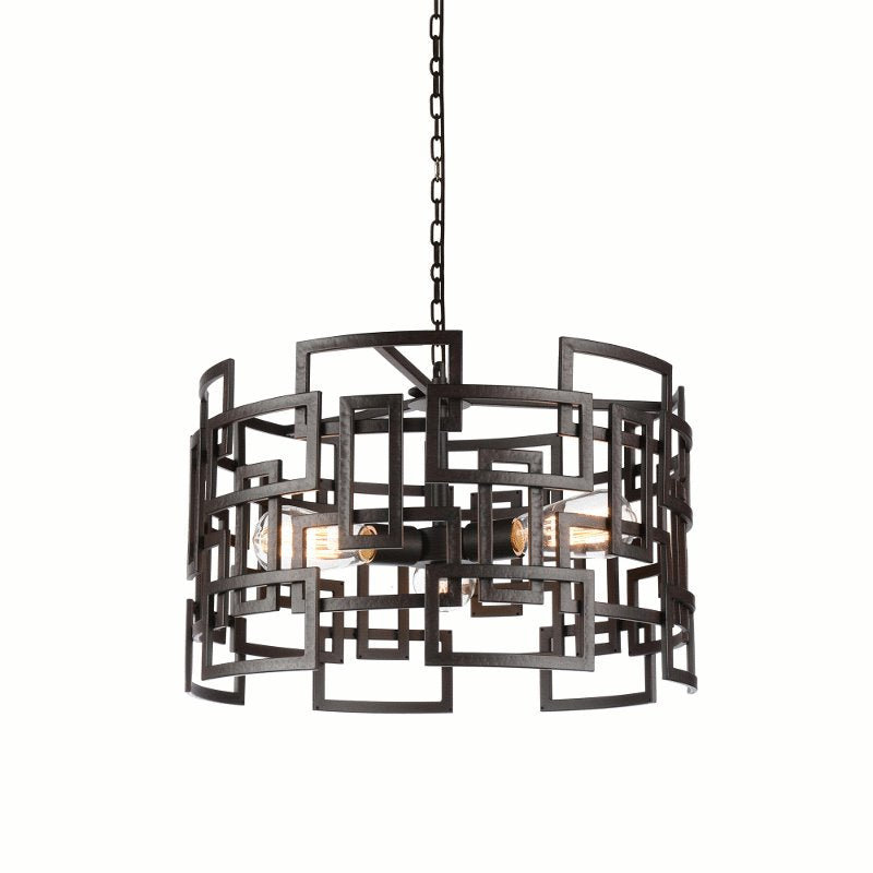CWI Litani 3 Light Down Chandelier With Brown Finish