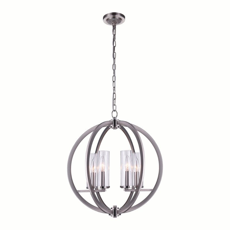 CWI Elton 6 Light Chandelier With Satin Nickel Finish