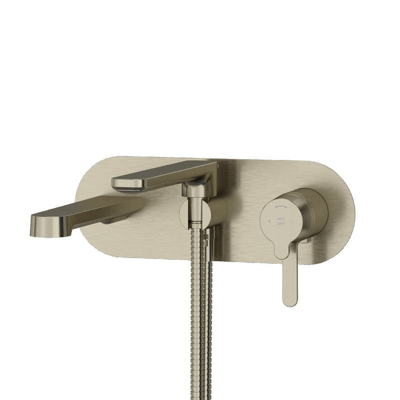 Riobel Nibi TNB21 Wall-Mount Type T/P Thermo/Pressure Balance Coaxial Tub Filler Trim With Handshower (Without Rough-in)