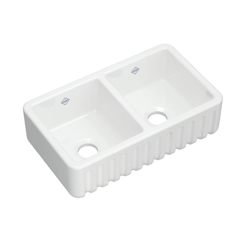 Shaws RB3118 31" Ribchester Double Bowl Apron Front Fireclay Kitchen Sink