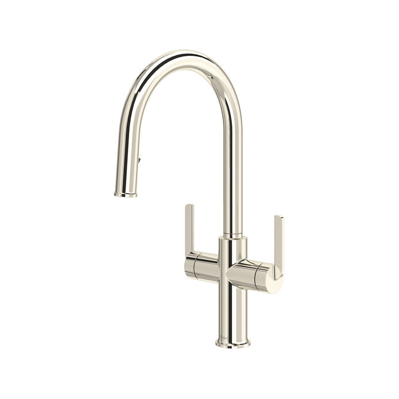 Riobel Authentica AU801 Two Handle Pull-Down Kitchen Faucet with C-Spout