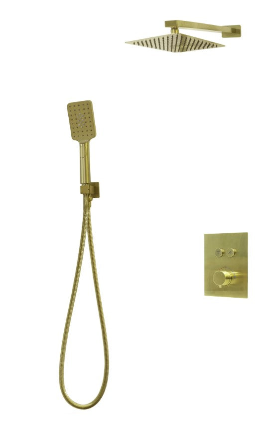 DIAMOND Push-button 2 Way Thermostatic System With fixed hand shower