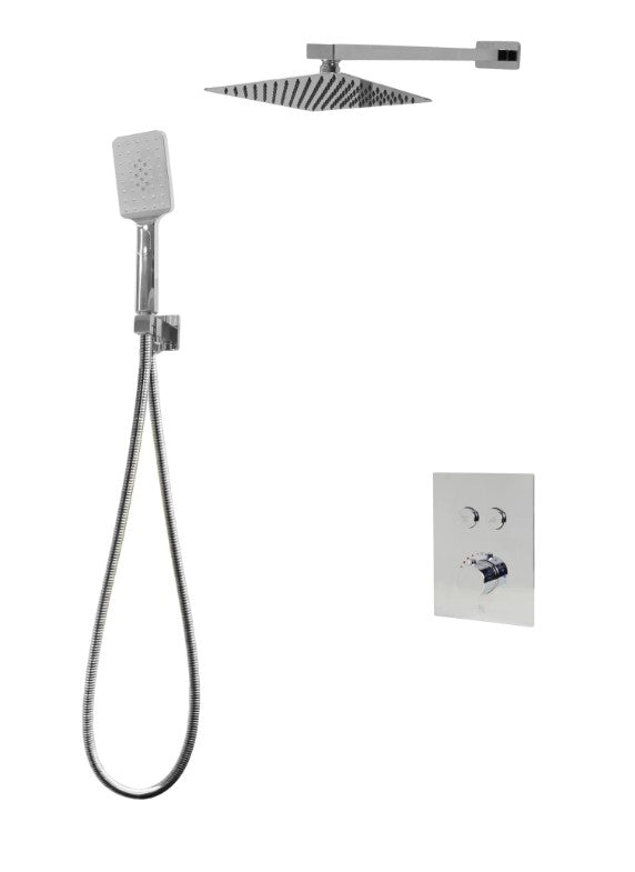 DIAMOND Push-button 2 Way Thermostatic System With fixed hand shower