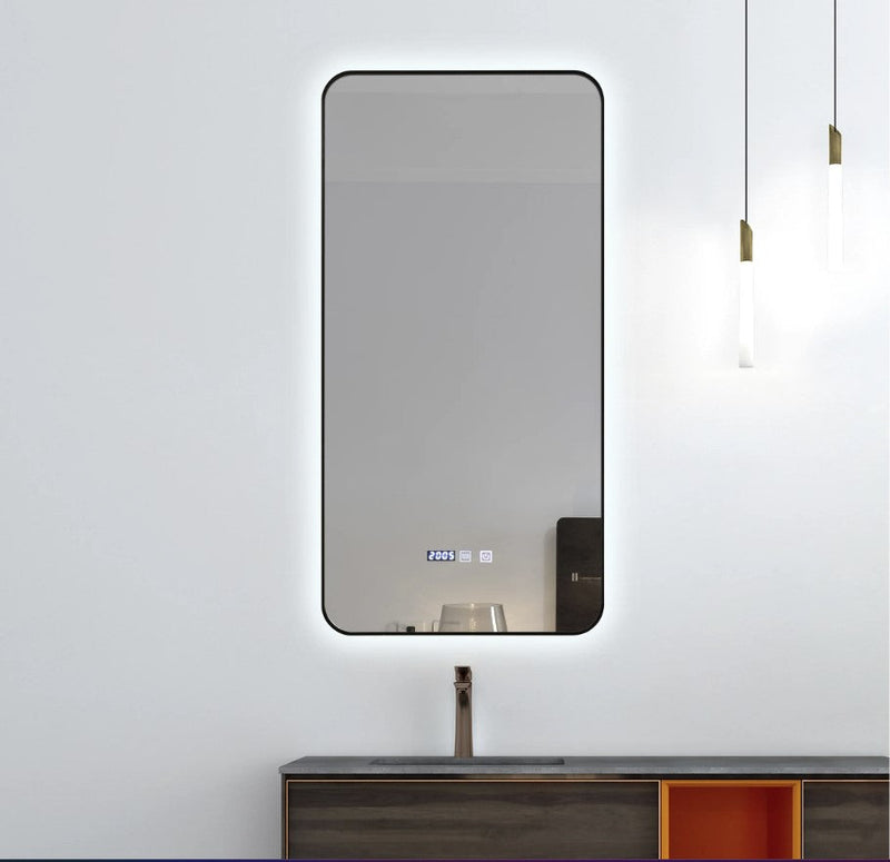 INFINITY Semi square Black Framed Back Light LED Mirror