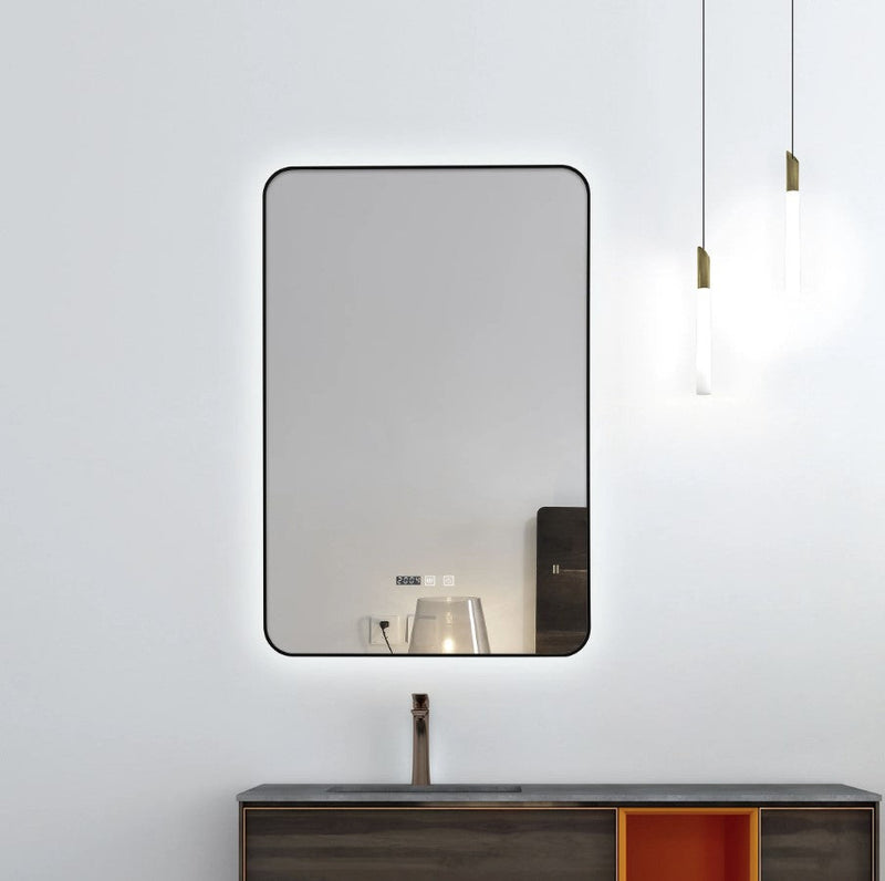INFINITY Semi square Black Framed Back Light LED Mirror
