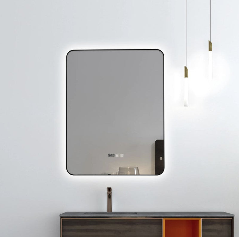 INFINITY Semi square Black Framed Back Light LED Mirror