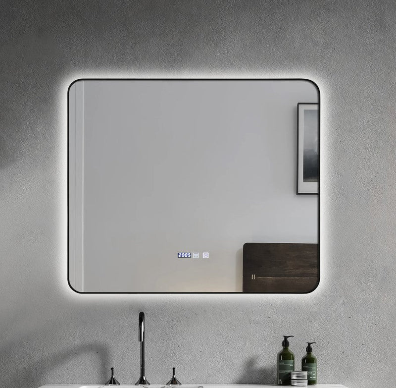 INFINITY Semi square Black Framed Back Light LED Mirror