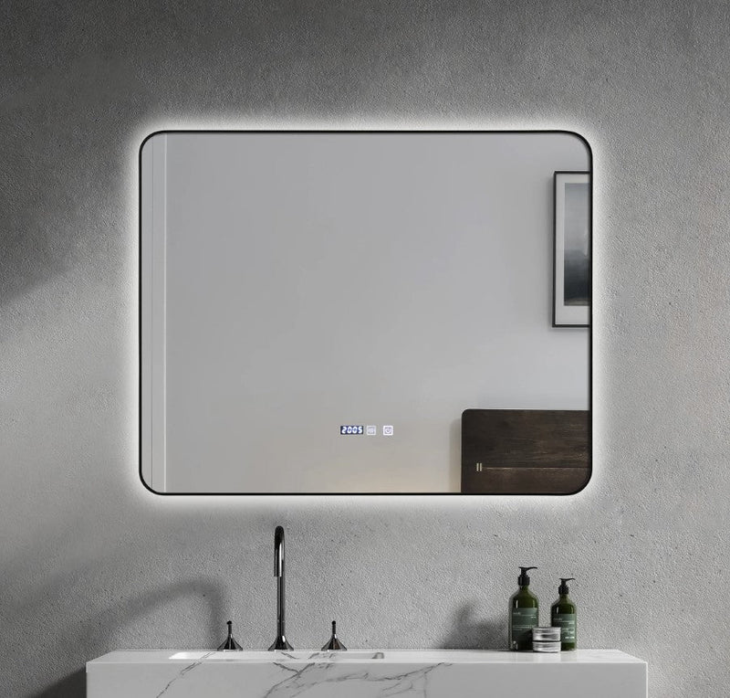INFINITY Semi square Black Framed Back Light LED Mirror