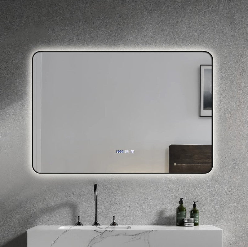 INFINITY Semi square Black Framed Back Light LED Mirror