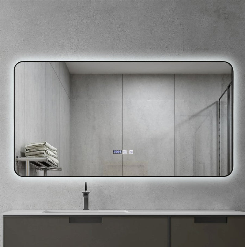 INFINITY Semi square Black Framed Back Light LED Mirror