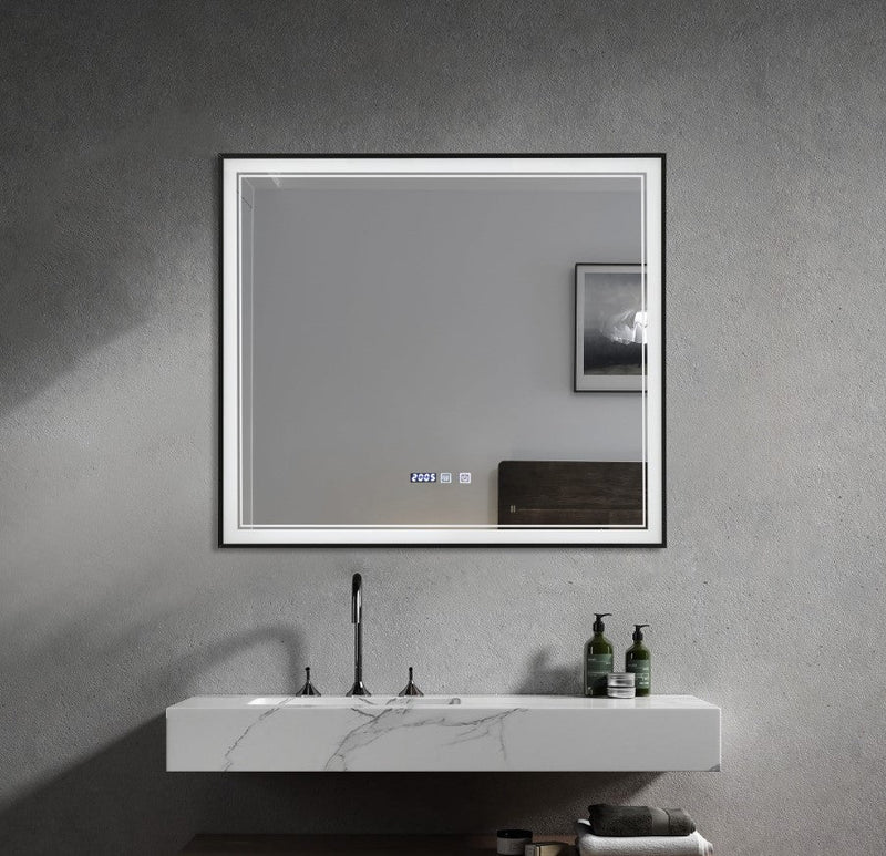 TC INFINITY Square Black Framed Front Light LED Mirror