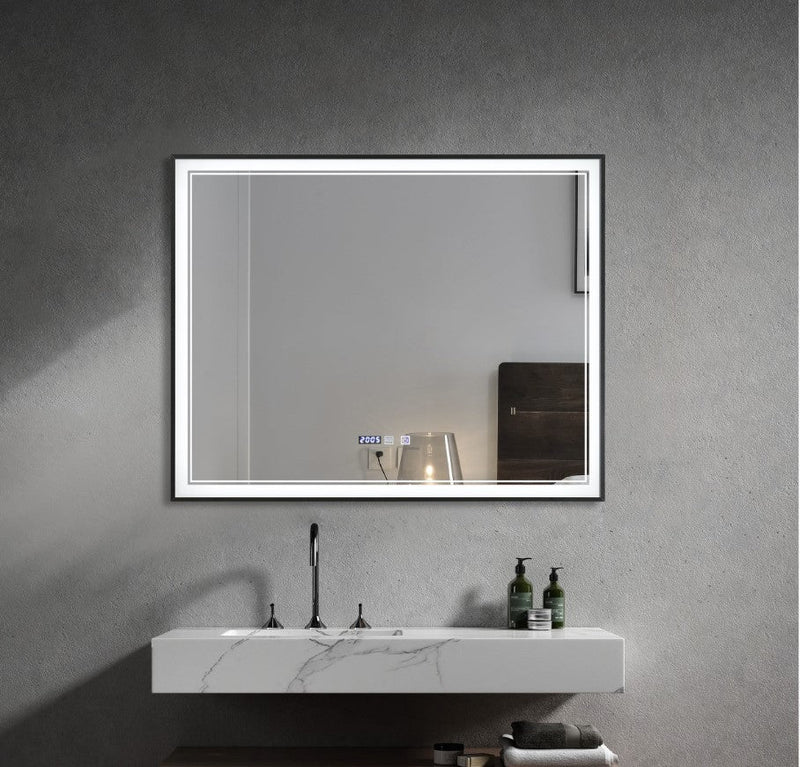 TC INFINITY Square Black Framed Front Light LED Mirror