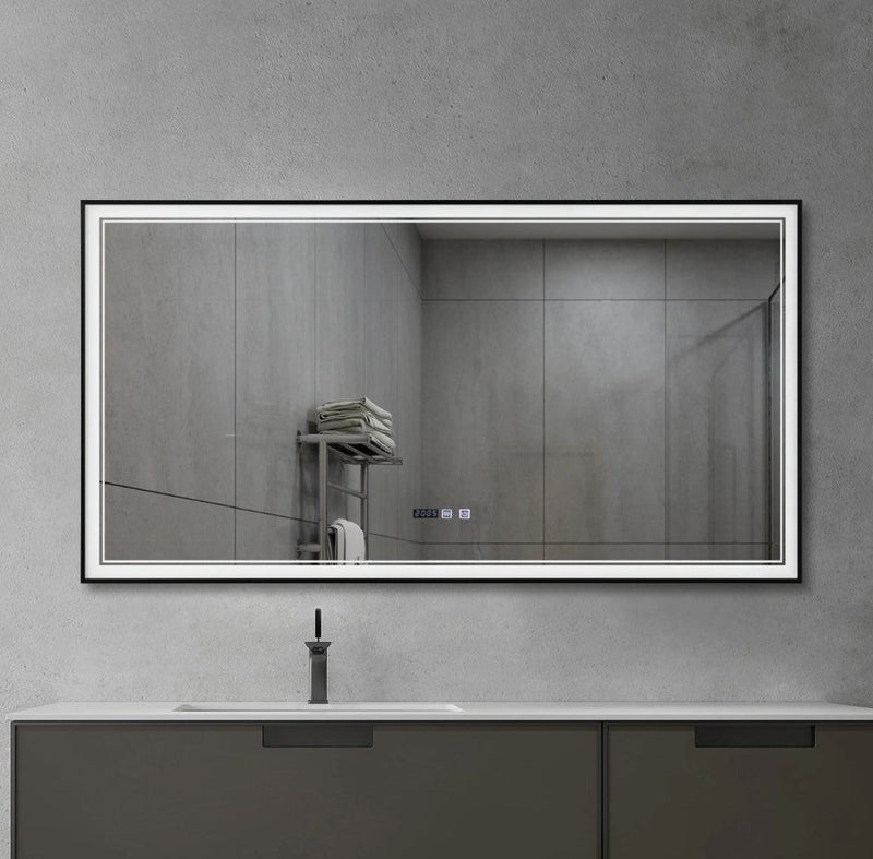 TC INFINITY Square Black Framed Front Light LED Mirror