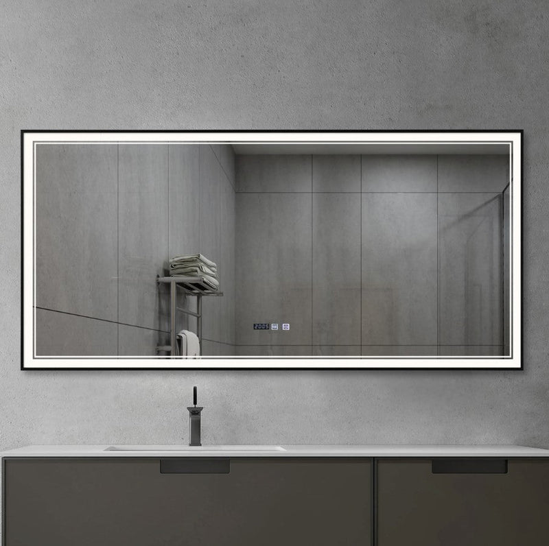 TC INFINITY Square Black Framed Front Light LED Mirror